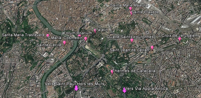 Carte interactive au Sud du centre de Rome