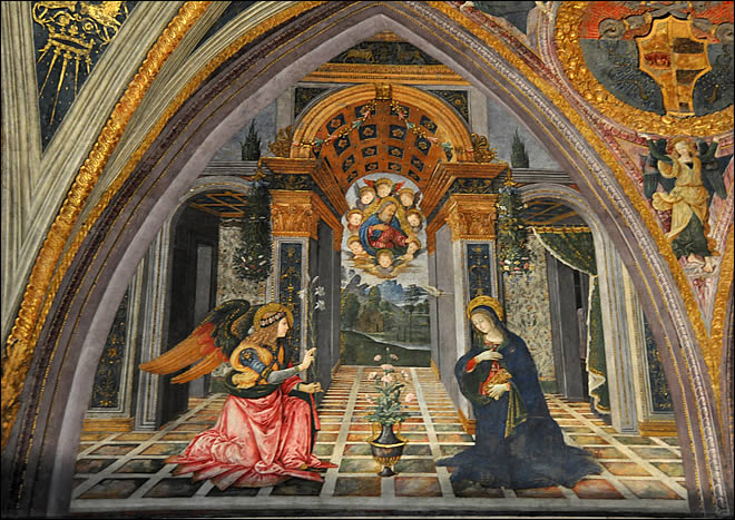 Fresque de l'Annonciation dans les appartements Borgia Les musées du Vatican