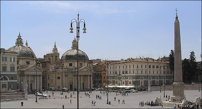 Vue générale de la piazza del Popolo La piazza del Popolo