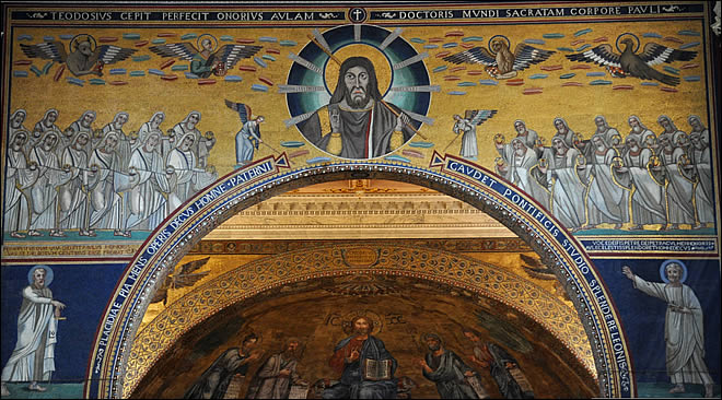 Mosaïque de l'arc triomphal de la basilique Saint Paul Basilique Saint Paul hors les murs